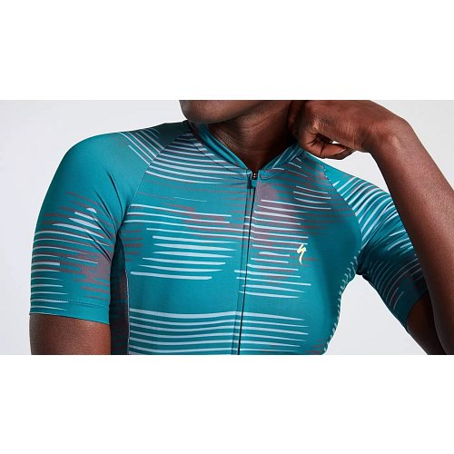 Cyklistický dres dámský SL BLUR JERSEY SS WMN Tropical Teal extremsport.cz