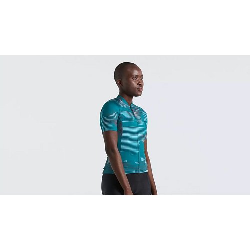 Cyklistický dres dámský SL BLUR JERSEY SS WMN Tropical Teal extremsport.cz